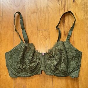 Victoria's Secret Bra 34DDD Green Dream Angels Lace Unlined Push Up Underwire